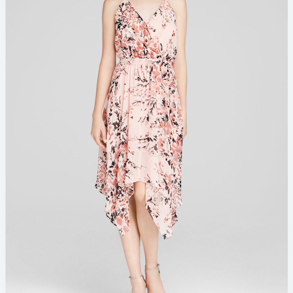 Aqua | Pink Floral High Low Dress